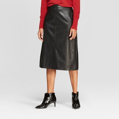 Women's Faux Leather Midi Skirt 