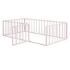 CAVINAS Twin/Full/Queen Size Metal Bed Frame with Safety Fence & Door,Modern Floor Bed for Kids Room,Playroom - 3 of 4