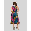 24seven Comfort Apparel Womens Midi Length Blue Floral Print Sleeveless Pleated Pocket Dress - 3 of 4