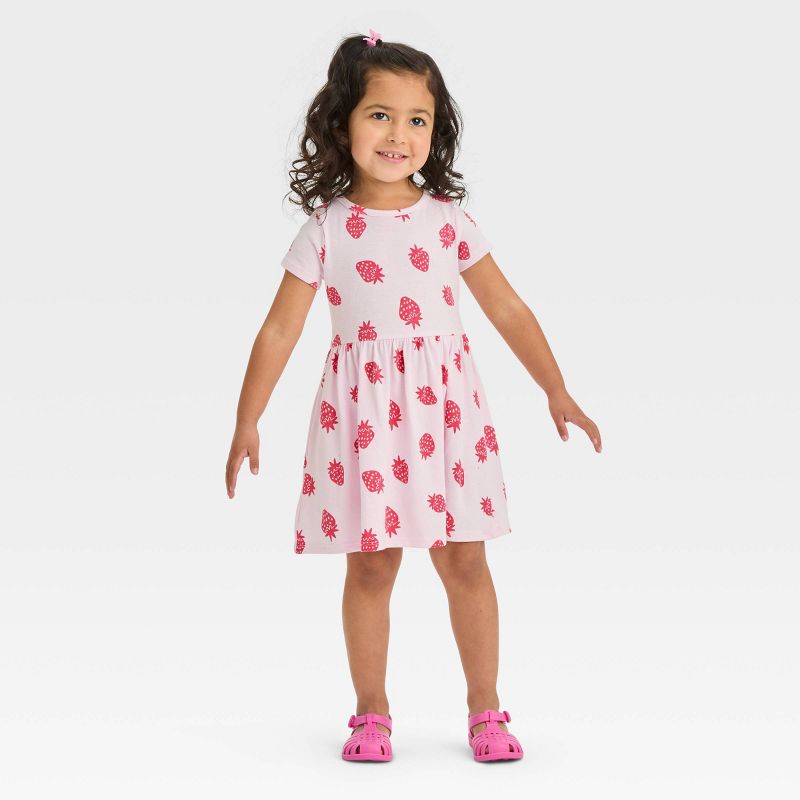 Toddler Girls' Strawberry Short Sleeve Dress - Cat & Jack™ Pink, 1 of 9