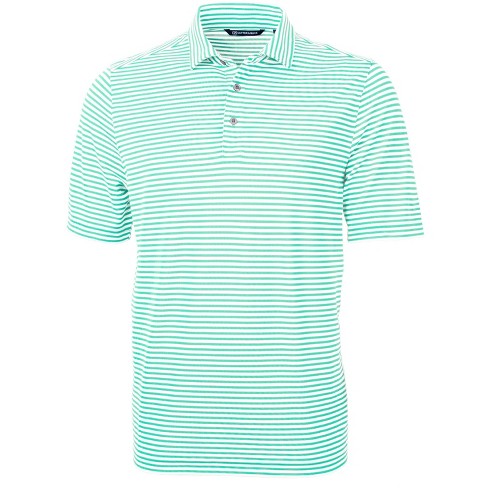Cutter & Buck Virtue Eco Pique Stripe Recycled Mens Polo - Fresh Mint ...