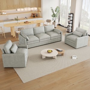 89'' Chenille Double-Layer Cushion 3-Seater Sofa with Detachable Lumbar Pillow and Deep Seating - 1 of 4