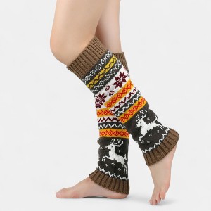 Anna-Kaci Women's Knit Leg Warmers with Reindeer and Snowflake Pattern 15.5x5in - 1 of 4