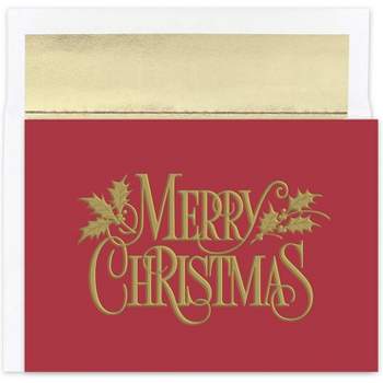 Masterpiece Studios Holiday Collection 16-Count Boxed Christmas Cards With Foil-Lined Envelopes, 7.8" x 5.6", Embossed Christmas Nostalgia (942500)