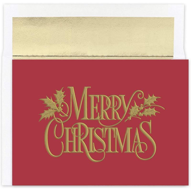 Masterpiece Studios Holiday Collection 16-Count Boxed Christmas Cards With Foil-Lined Envelopes, 7.8" x 5.6", Embossed Christmas Nostalgia (942500), 1 of 3