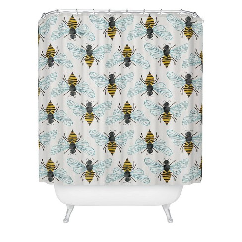 Bee Dwarf Daisy Honey Lattice Shower Curtain Set Toilet Seat Cover