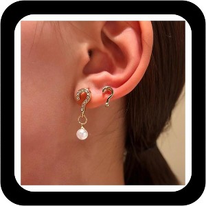 Asymmetric Question Mark Studs - Cubic Zirconia Mismatched Symbol Earrings, Thoughtful Micro-Paved Jewelry - 1 of 4