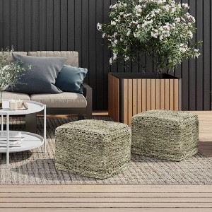 WyndenHall Tabitha Square Woven PET Polyester Pouf: Upholstered, No Assembly, Padded Seat, 250lb Capacity - 1 of 4