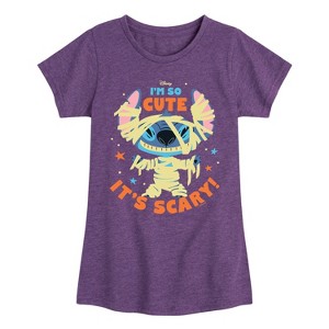 Girls' - Lilo and Stitch - So Cute It's Scary Fitted Short Sleeve Graphic T-Shirt - 1 of 4