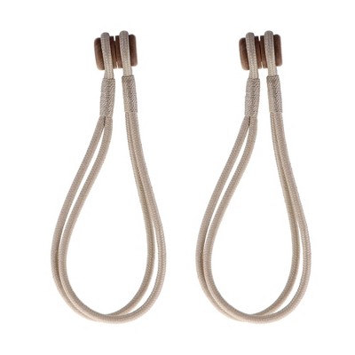 Evideco French Home Goods Magnetic Curtain Tiebacks – Double Braided Cord with Wooden Tips