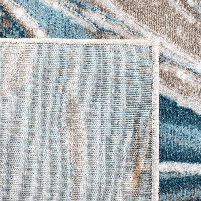 Meadow 6'7" Square Beige and Blue Abstract Area Rug