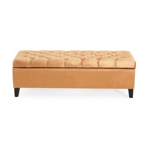 TiramisuBest Ottoman Bench - Light Grey Fabric Entryway Bench, 47.25"L x 17.5"W x 16.5"H - 1 of 4