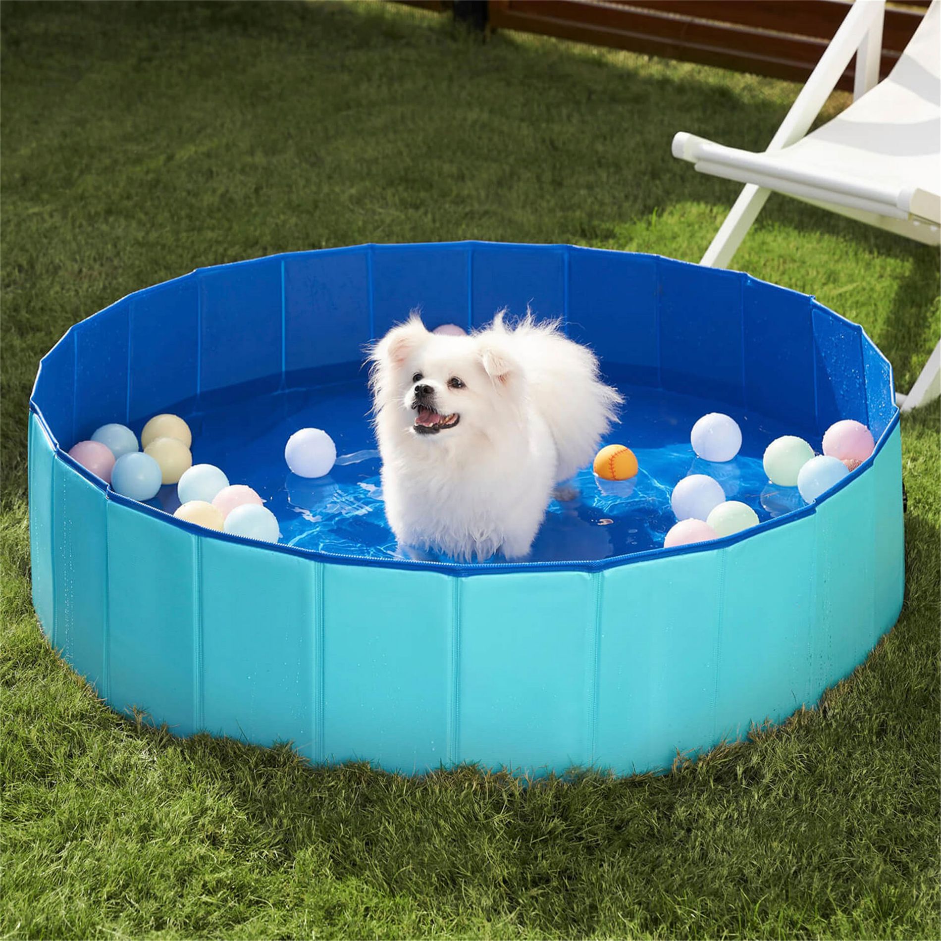 Joyfy 48" x 12" Foldable Pet Pool, Portable Kiddie Pool, Anti-Slip Collapsible Dog Pets Bath Tub Suitable for Kids Toddler Indoor Outdoor Backyard Use