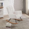 GustoWave Nursery Rocking Chair with High Backrest Armchair, Teddy Fabric Upholstered Glider Rocker Rocking Accent Reading Chair - 3 of 4