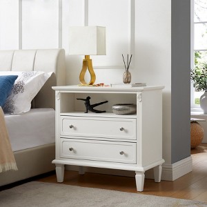 Modern End Table with Charging Station, Wooden Nightstand with Storage, Small Coffee Table, Sofa Side Table for Living Room Bedroom - 1 of 4