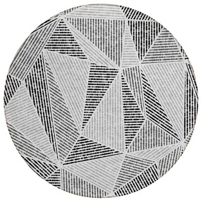 Pewter Charcoal And Gray Geometric Washable Indoor Outdoor Area Rug