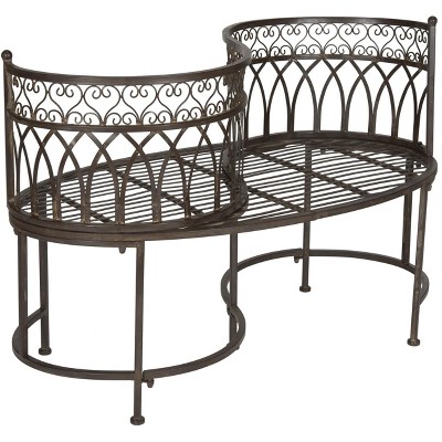 Victorian Charm Rustic Brown Iron Kissing Bench - 44"