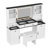 JUJABU 61.5" Farmhouse Vanity Table with Mirror, 5 Drawers, 4 Cabinets and Cushioned Stool for Bedroom - 2 of 4