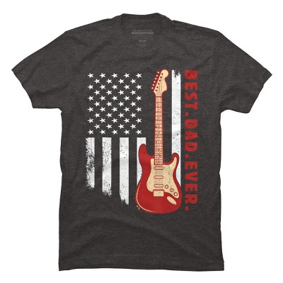 Men's Design By Humans Best Dad Ever Guitar and Flag By MINHMINH T-Shirt