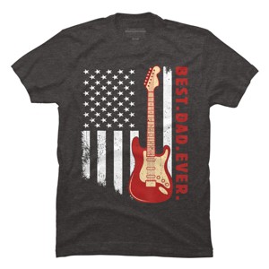 Men's Design By Humans Best Dad Ever Guitar and Flag By MINHMINH T-Shirt - 1 of 2