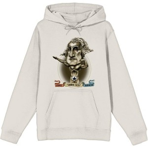 "Muscular George Washington" Caricature  Adult Long Sleeve Hoodie - 1 of 2