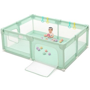 GOTGELIF 74"x50" 4-Panel Baby Playpen Spacious & Secure Portable Playard - 1 of 4