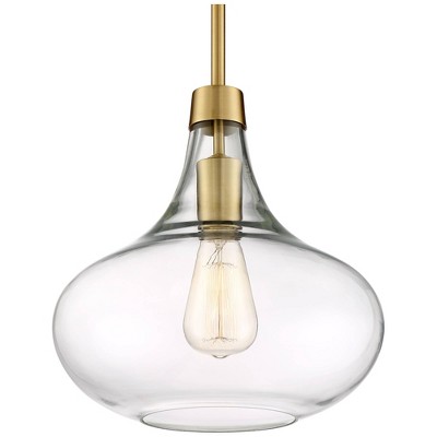 Antique Brass Elegance Mini Pendant Light with Clear Glass Shade