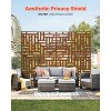 VEVOR Metal Privacy Screen, 47" W x 76" H, Outdoor Privacy Screens 3-Panel, Freestanding Outdoor Divider with Stand, Brown - 3 of 4