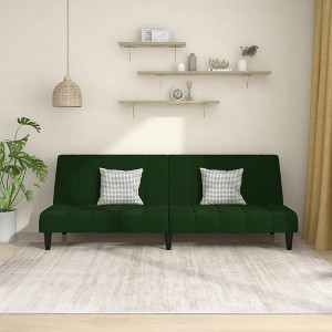 vidaXL 2-Seater Sofa Bed Dark Green Velvet - 1 of 4
