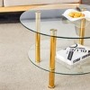 GlasFlength Double Layer Coffee Table with Round Tempered Glass Top, Modern Design, Suitable for Living Room, Patio, Gold, 27.5" * 27.5" * 16.5" - 3 of 4
