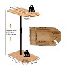 Gulches Bamboo Height Adjustable C-Shaped Side Table,Oval + Rectangle Tray with Phone Stand & Wine Holder,Space-Saving for Sofa, Bed, Living Room - 2 of 4