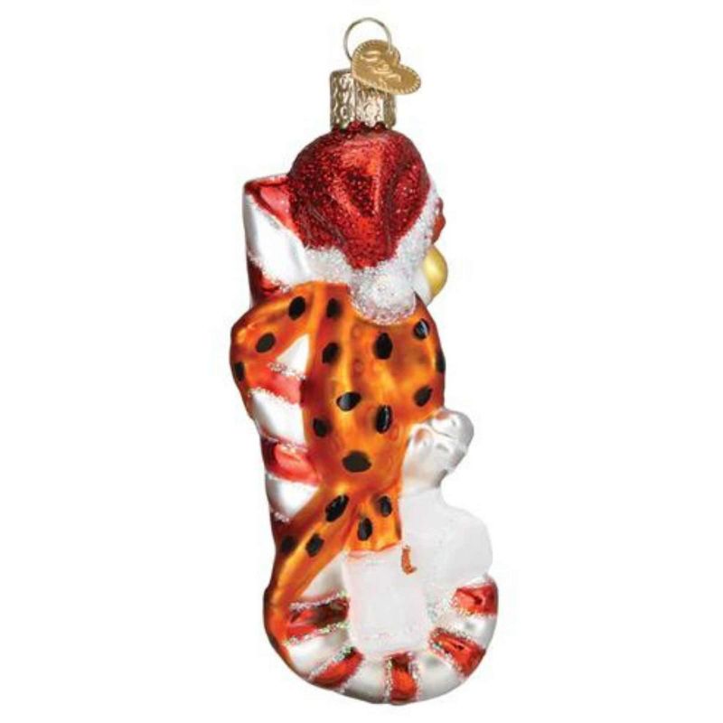 Old World Christmas 4.0 Inch Chester Cheetah On Candy Cane Ornament Snack Chips Tree Ornaments, 3 of 4