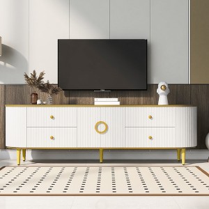 70.9" Modern TV Stand with 4 Drawers and 1 Cabinet, Media Entertainment Center with Metal Legs and Handles Up to 80'' TVs 4W - ModernLuxe - 1 of 4