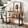 Costway 2-Tier Teak Bathroom Storage Shelf Freestanding Wooden Bookshelf for Living Room - 4 of 4