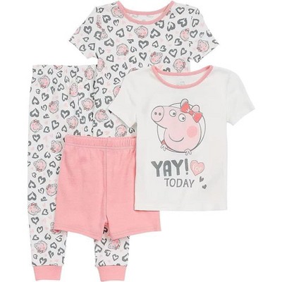 Peppa Pig Toddler Girl's 4-Piece Cotton Sleepwear Pajama Sets