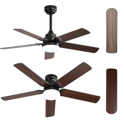 52'' Dual Color Blade Ceiling Fans with Lights and Remote 5 Blade Modern Ceiling Fan for Bedroom Living Room Patio Dimmable 6 Speeds DC Quiet
