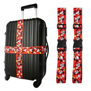 Disney Mickey and Minnie Mouse Luggage Strap 2-Piece Set Officially Licensed, Adjustable Luggage Straps from 30'' to 72'' - 1 of 4