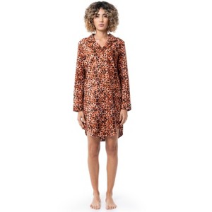 Fruit of the Loom Women's Long Sleeve Flannel Button Down Pajama Sleepshirt, Sizes S-4X - 1 of 4