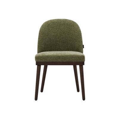 Set of 2 Large Upholstered Dining Chairs with High Back and Wood Legs, Deep Seat Fabric Kitchen Side Chairs for Dining Room
