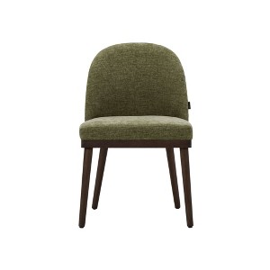 Set of 2 Large Upholstered Dining Chairs with High Back and Wood Legs, Deep Seat Fabric Kitchen Side Chairs for Dining Room - 1 of 4