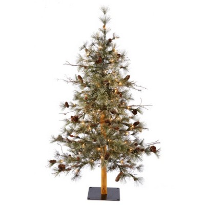 Vickerman Dakota Pine Artificial Christmas Tree with Wood Stand PreLit