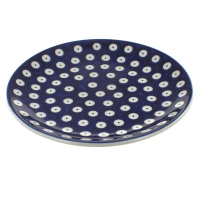 Blue Rose Polish Pottery Dots Dessert Plate