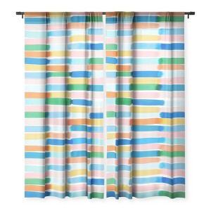 Jacqueline Maldonado Dreamy Watercolor Dashes Multi Set of 2 Panel Sheer Window Curtain - Deny Designs - 1 of 4