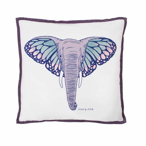 Ivory Ella Inches 18 X18 Monarch Throw Pillow White Purple Target