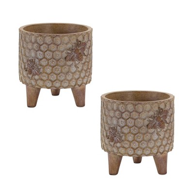 Melrose Resin Honeycomb Bumble Bee Planter (Set of 2)