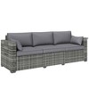 Outsunny 3 Seater Wicker Sofa with Side Trays, Rattan Outdoor Patio Couch with 6" Thick Back Cushions, Deep Seating for Porch, Garden, Mixed Gray - 4 of 4