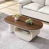 Sapphtopaz Luxury Industrial Oval Coffee Table with ith Storage Shelf & Drawer, Modern Coffee Table for Living Room – Sturdy Metal Frame Center Table - 2 of 4