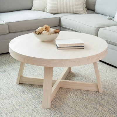 Plank+beam Classic Solid Wood Round Coffee Table, 36" Farmhouse Table ...