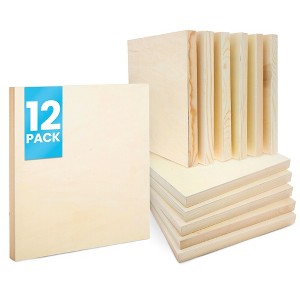 Bright Creations 12 Pack Unfinished Square Wood Panels for Painting, 12x12 Wooden Canvas Boards for Crafts - 1 of 4