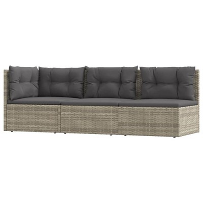 vidaXL 3 Piece Patio Lounge Set with Adjustable Corner Sofa - Outdoor Furniture Set with PE Rattan & Powder-Coated Steel Frame